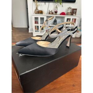 Badgley Mischka Kamilah Pointed Toe Stiletto in Black Satin